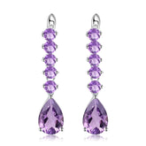 Natural Gemstones Luxury Pear Shape Beading Silver Drop Earrings for Women